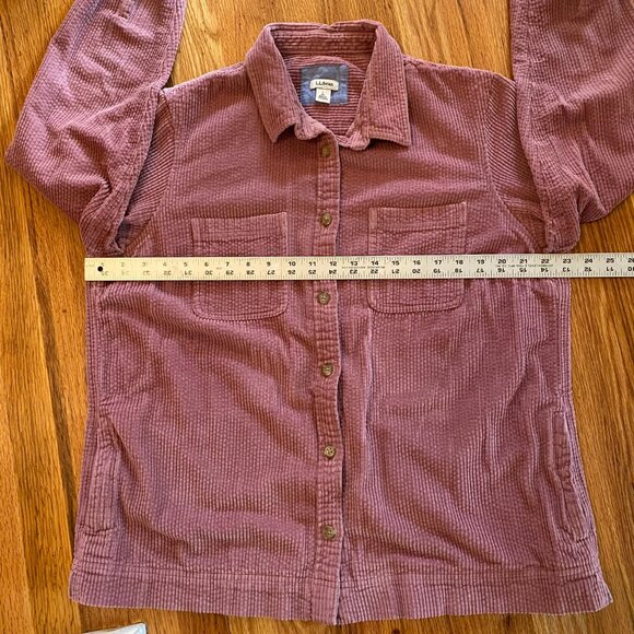 LL Bean Womens LARGE Shirt Jacket Dusty Rose Pink Corduroy Wide Wale Shacket - Picture 10 of 12